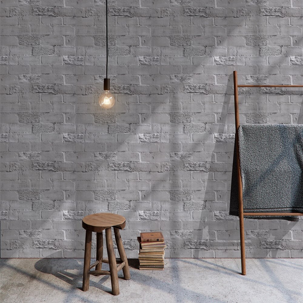 3d tredimensionelle murstensmønster selvklæbende grå mursten bar væg renovering baggrund kultur mursten vandtæt wallsticker