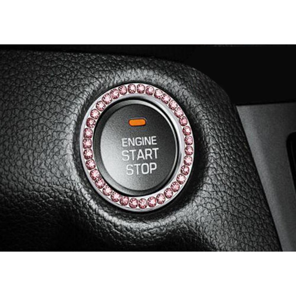 Auto startknop decoratie auto ontstekingsknop ornament: Roze