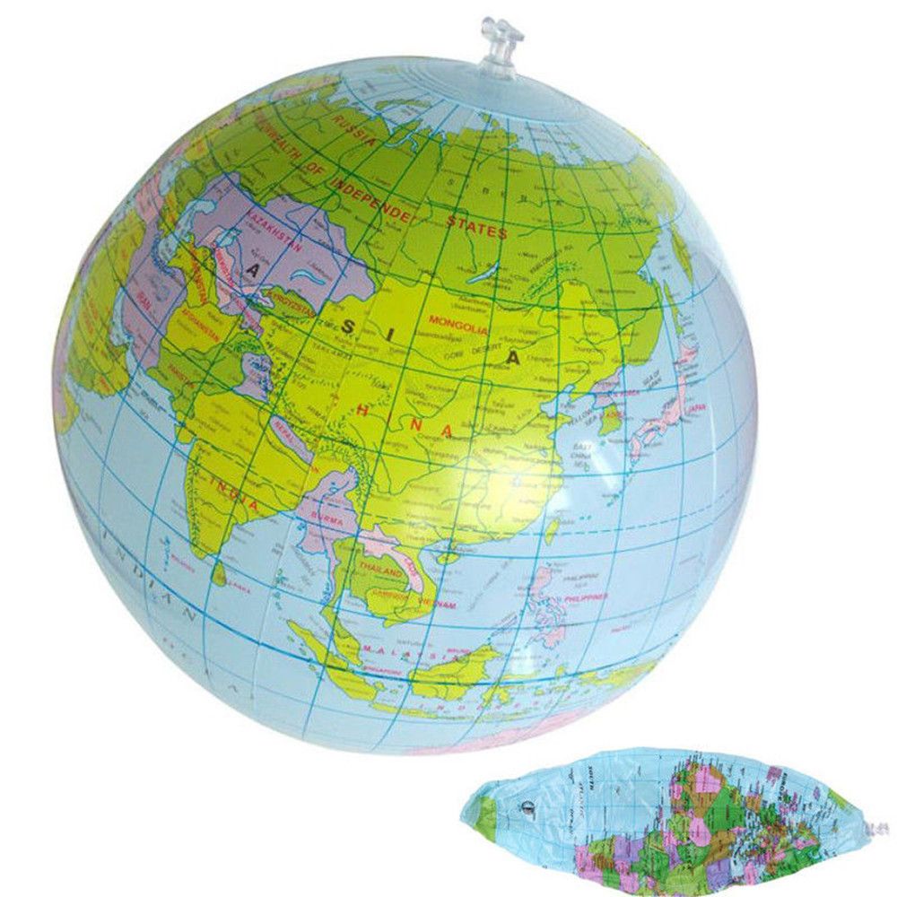 1 Pcs 40Cm Opblaasbare Wereldbol Onderwijs Educatief Geografie Speelgoed Kaart Blow Up Pvc Ballon Strand Bal Kinderen Speelgoed