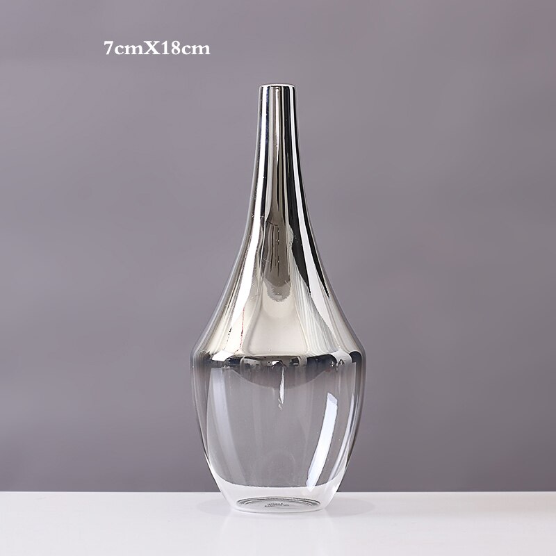 Moderne einfache silber glas kleine Vase blume Arrangeur licht luxus hause wohnzimmer esstisch wein schrank Veranda dekoration: A