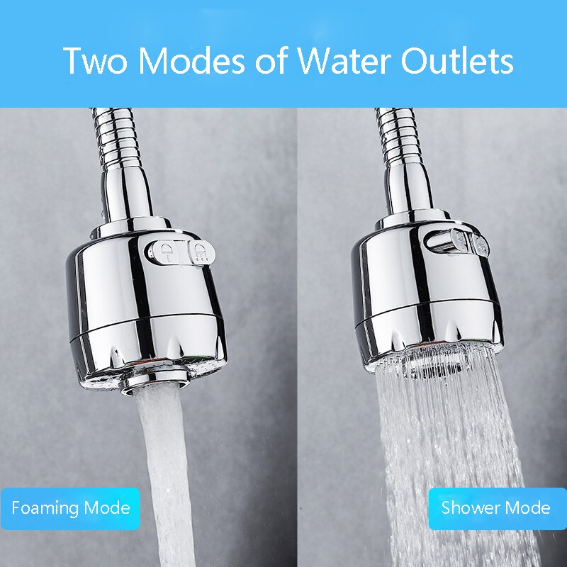 ZhangJi 3 Modes Adjustable Long Flexible Faucet Aerator Rotate Faucet Extender Splash-proof Tap Diffuser Bubbler Shower Nozzle