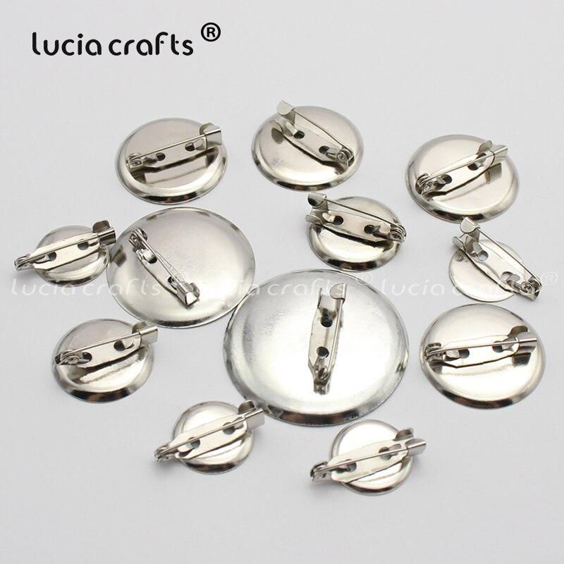 Multi sizes options Garment silver Safety Pin jewelry DIY for brooch and hair brooch round Back Base With Clip G1217: Mixed 5 Sizes 12pcs