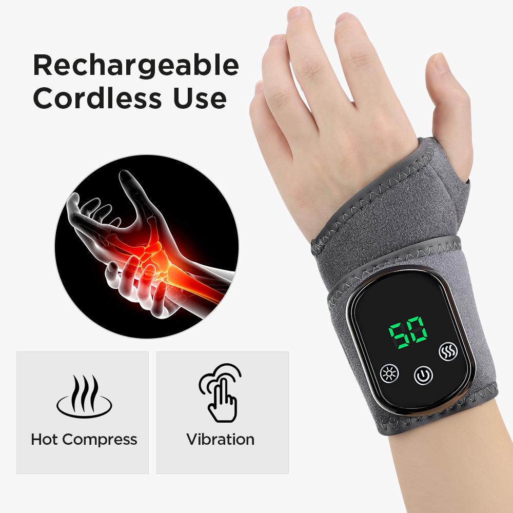 Electric Wrist Heating Pad Wrap For Hand Wrist Support Brace Electric Vibration Massage Warmer Compression Arthritis