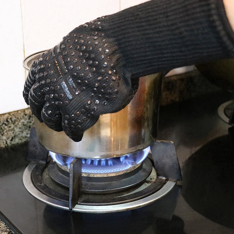 Värmetåliga tjocka silikonhandskar för bbq grillvantar diskdisk bakning grill ugn stekhandskar kök eldfasta handskar