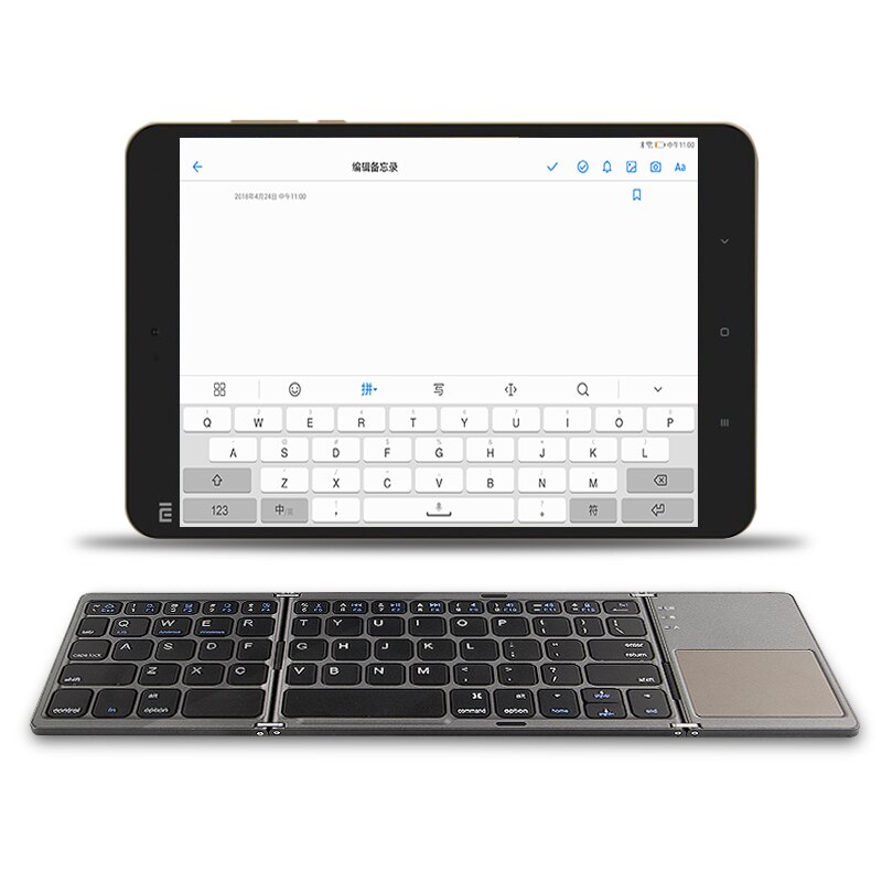 Three folded Wireless Bluetooth Keyboard with Touchpad For iPhone 12 11 Pro Max 8 7 SE Xiaomi Redmi Samsung LG Mobile Phone Case