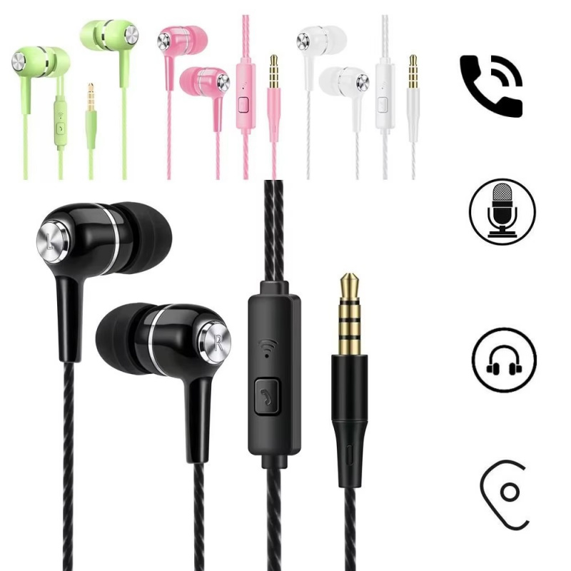 1/2/3/4 Stück Universal 3,5 mm kabelgebundene Kopfhörer Sport-Ohrhörer mit Bass-Telefon-Kopfhörer Stereo-Headset mit Mikrofon-Lautstärkeregler