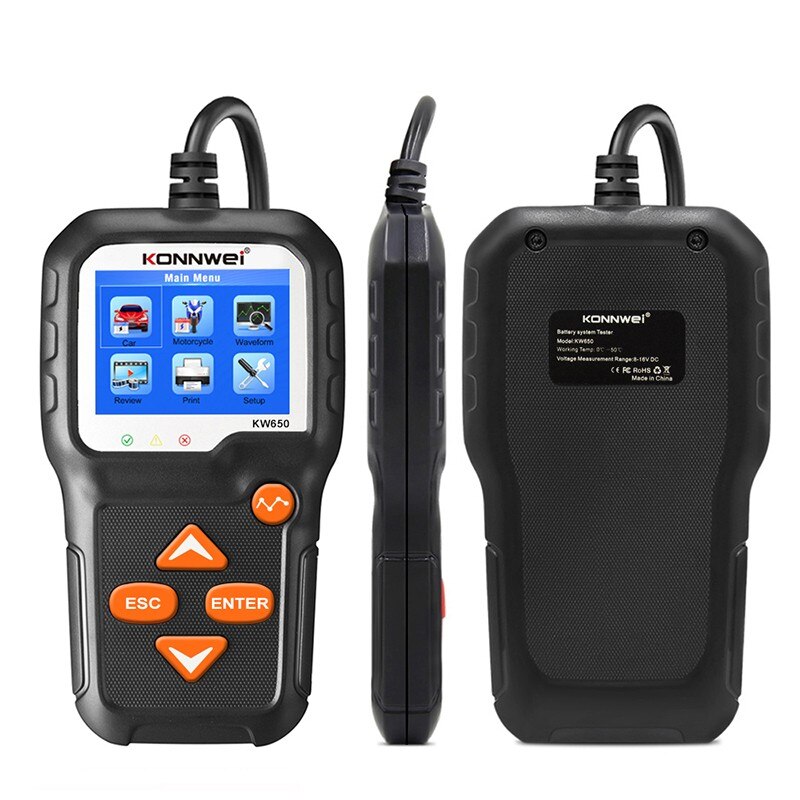 KW650 Car Motorcycle Battery Tester 12V 6V Car Motorcycle Auto Analyzer 2000CCA Diagnostic tool