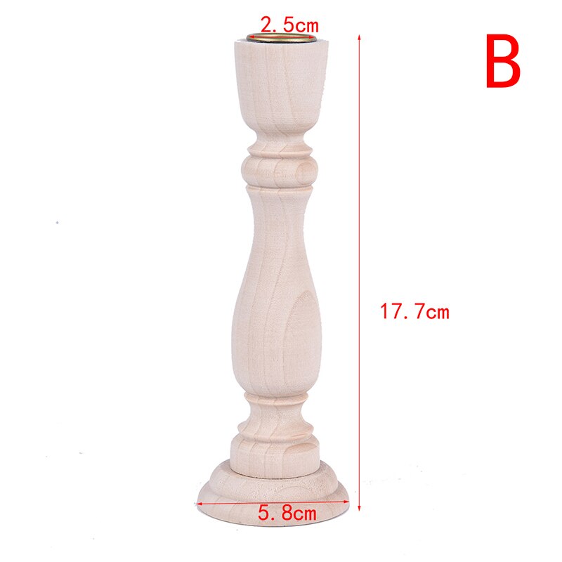 1pc Candle Holders Unfinished Candlesticks Holders Unpainted Wood Classic Craft Candlesticks Holders DIY Home Wedding Decoration: B