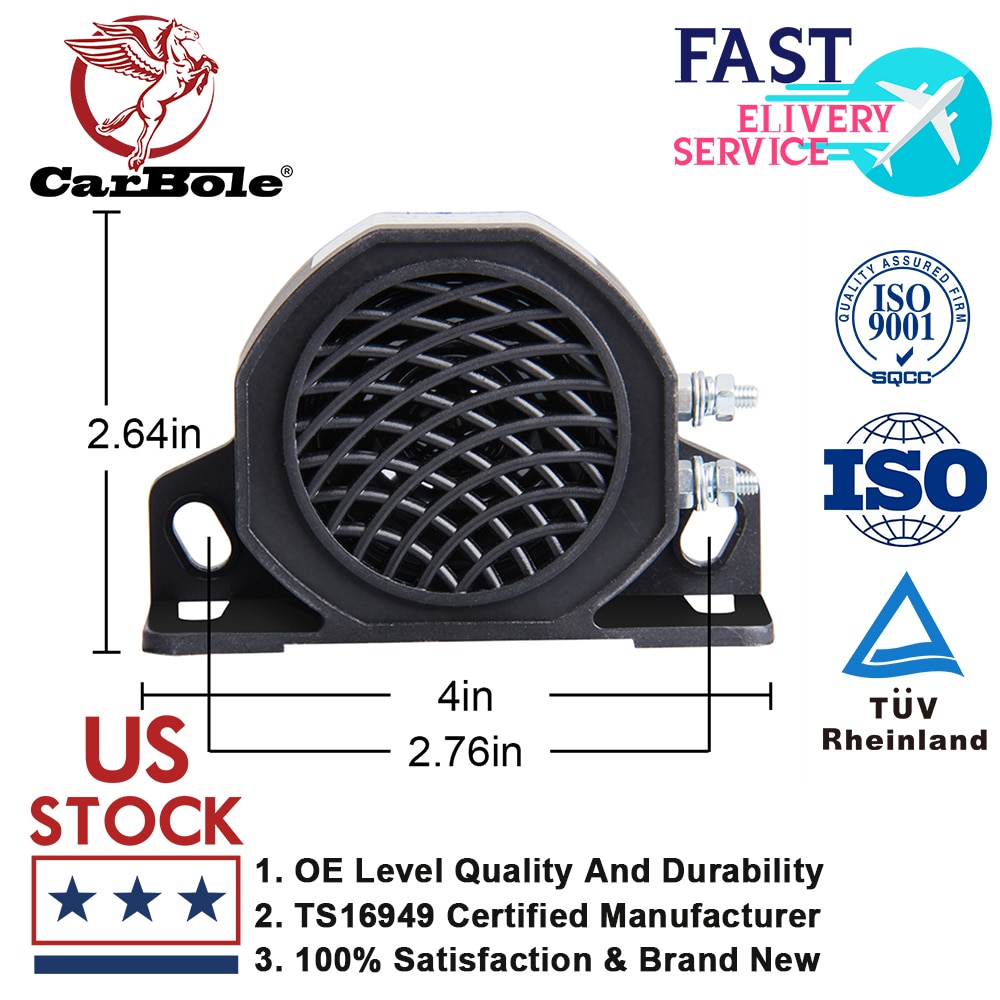 Universal 102Db Reverse Buzzer Beeper Backup for Truck Warning Alarm Can Be Installed On Any Vehicle With 12V To 24V DC System