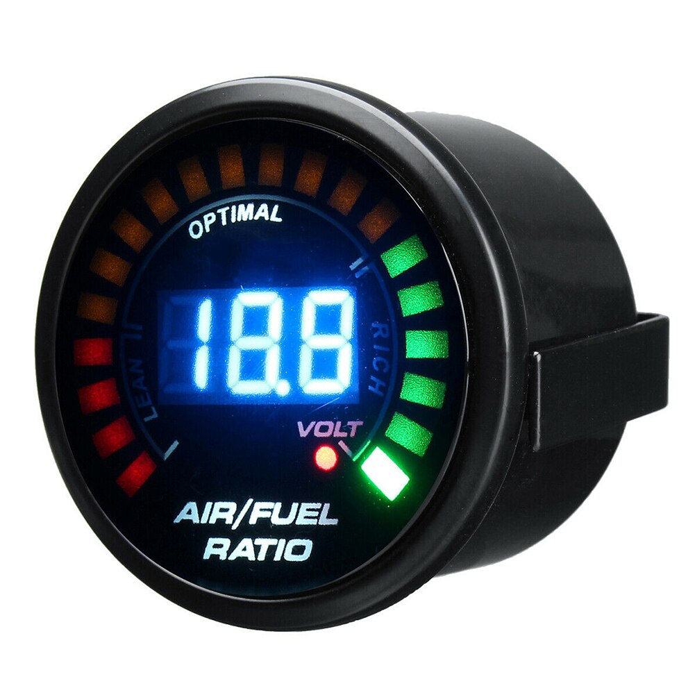 20LED Auto AFR Monitor Air Fuel Ratio Gauge Oil Temperature Racing Meter Instrument Digital Analog Car Indicator 12V Blue Light