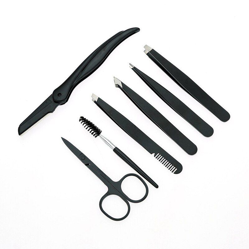 7Pcs Professionele Wenkbrauw Trimmer Set Make-Up Tool Voor Gezicht Pincet Wimpers Borstel Wenkbrauw Trimmer Set
