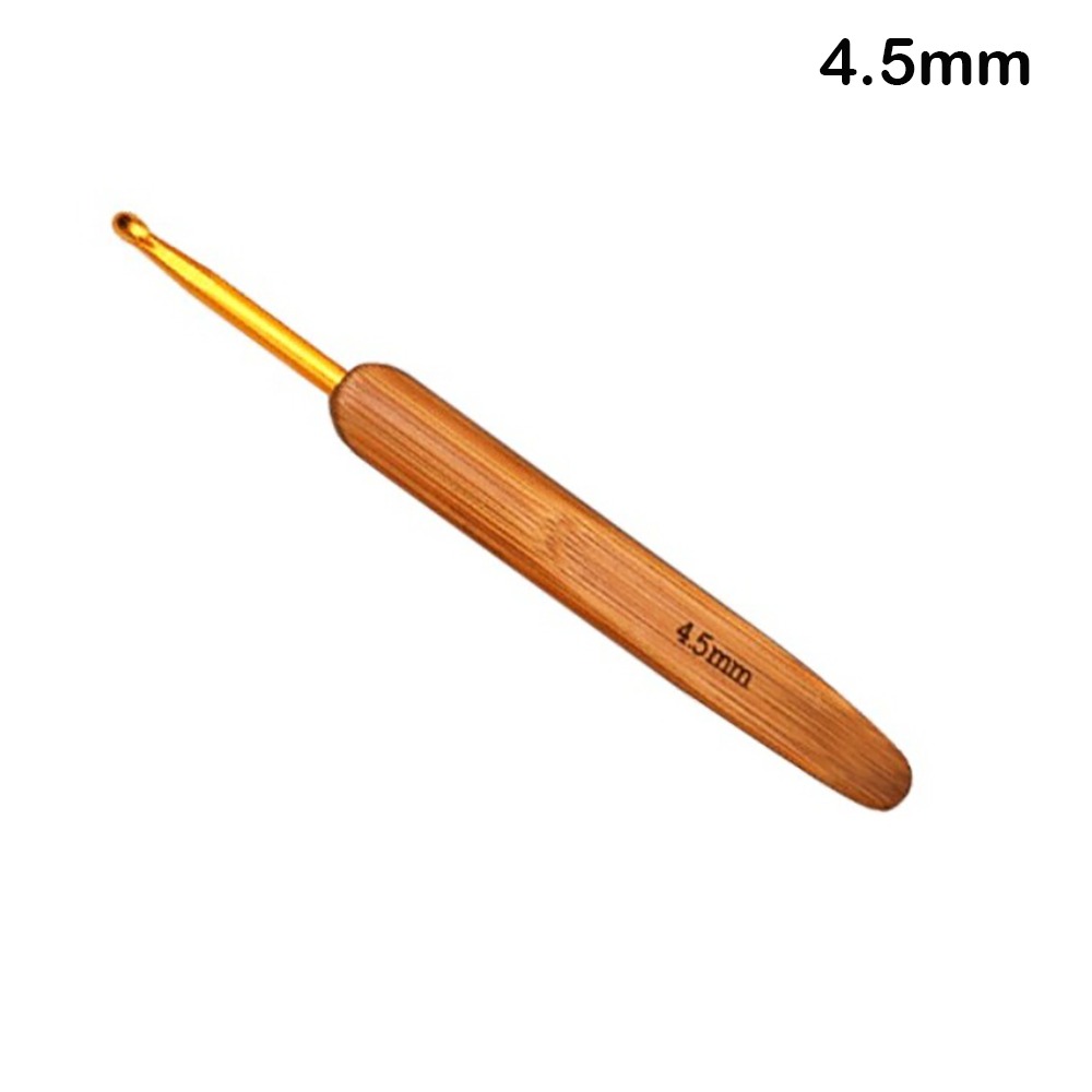 Nuevos ganchos de ganchillo de madera de bambú tamaño pequeño tejido largo Crochet mango de bambú accesorios de costura DIY: Negro