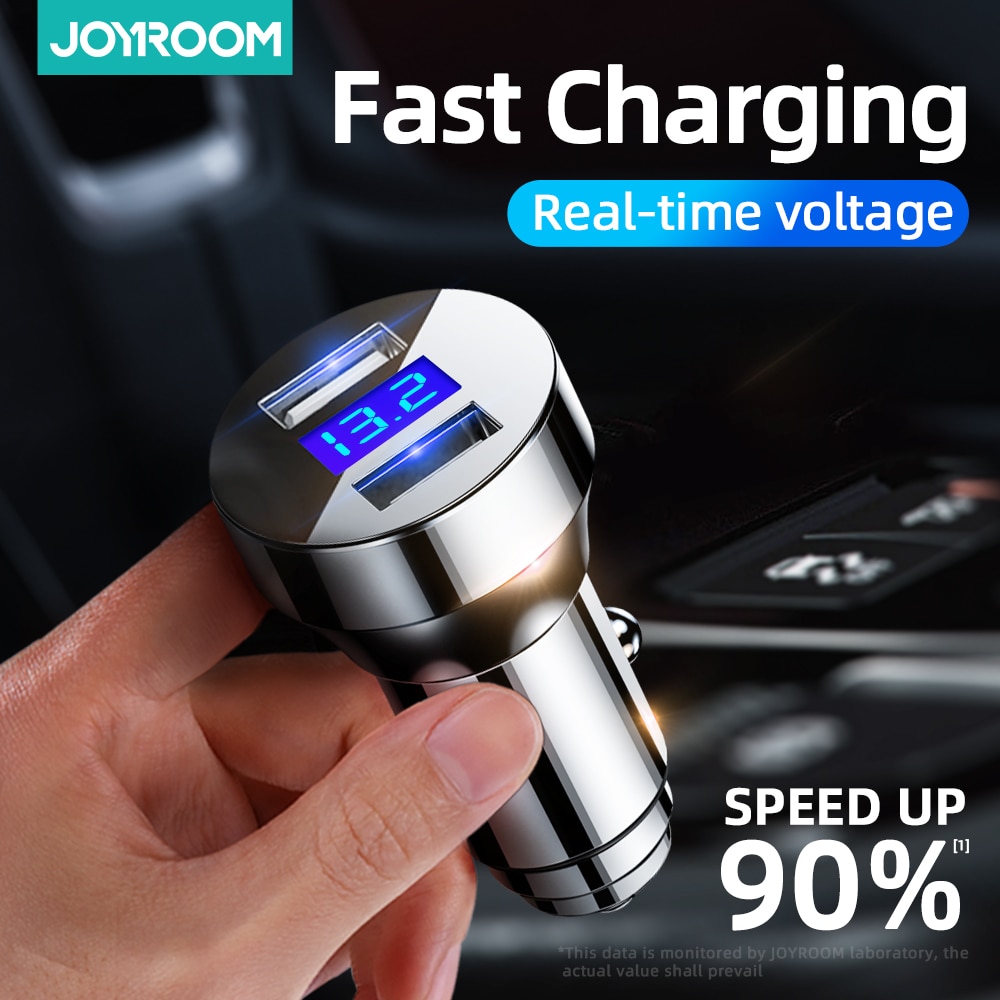 Joyroom-cargador USB para coche, Cargador rápido de coche con LED, 24W, 4,0, 3,0, QC4.0, QC3.0, USB, para iPhone, Xiaomi, teléfono móvil de 12/24V