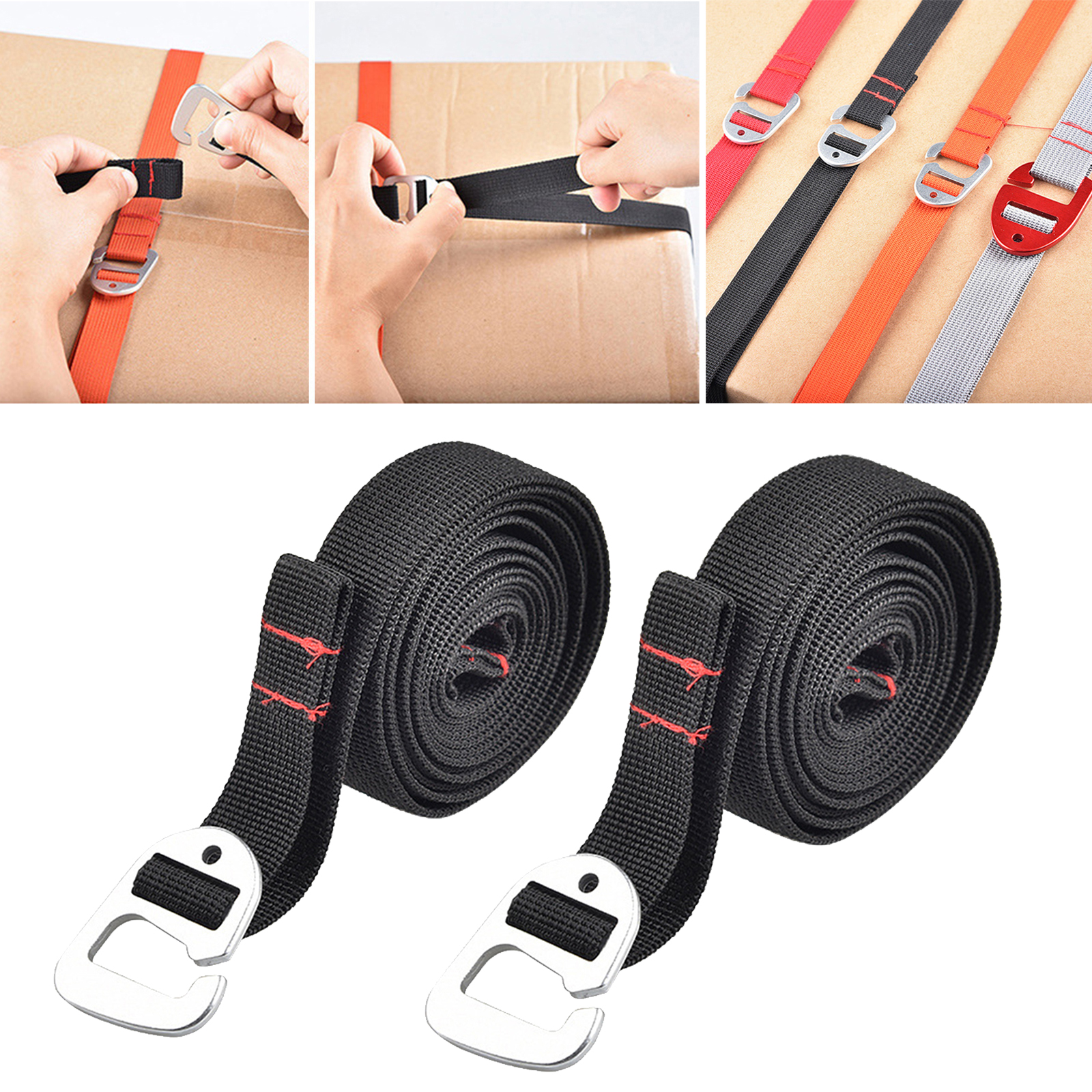 Heavy Duty Luggage Straps for Suitcases Packing Belts Travel Accessories Adjustable Bag Strap with Hook Closure: Black 1m