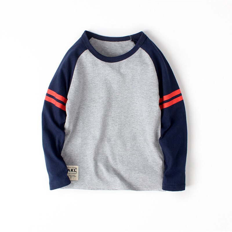 Jongens Gestreepte Lange Mouwen Dieptepunt T-shirt Herfst Jeugd Mode Katoen Streep Afdrukken Tops Voor 5-14 jaar: Grijs / 6