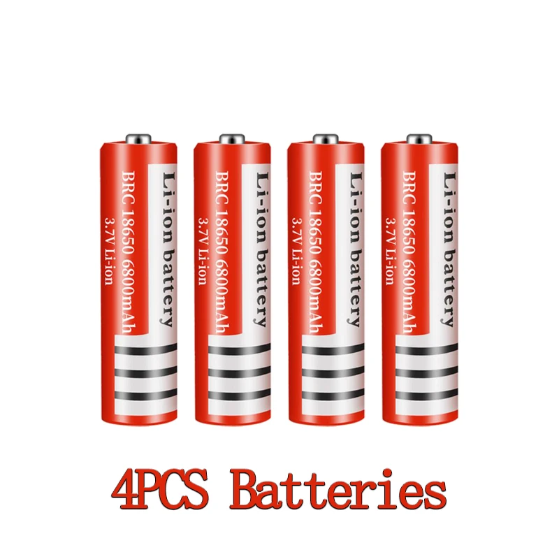 6800mAh Capacity Rechargeable Battery 18650 Battery 3.7V Li-ion Rechargeable Battery For Flashlight Torch Battery+Charger: black