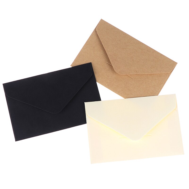 20 stuks klassieke witte zwarte kraft blanco mini-papieren enveloppen met venster, envelop voor huwelijksuitnodiging