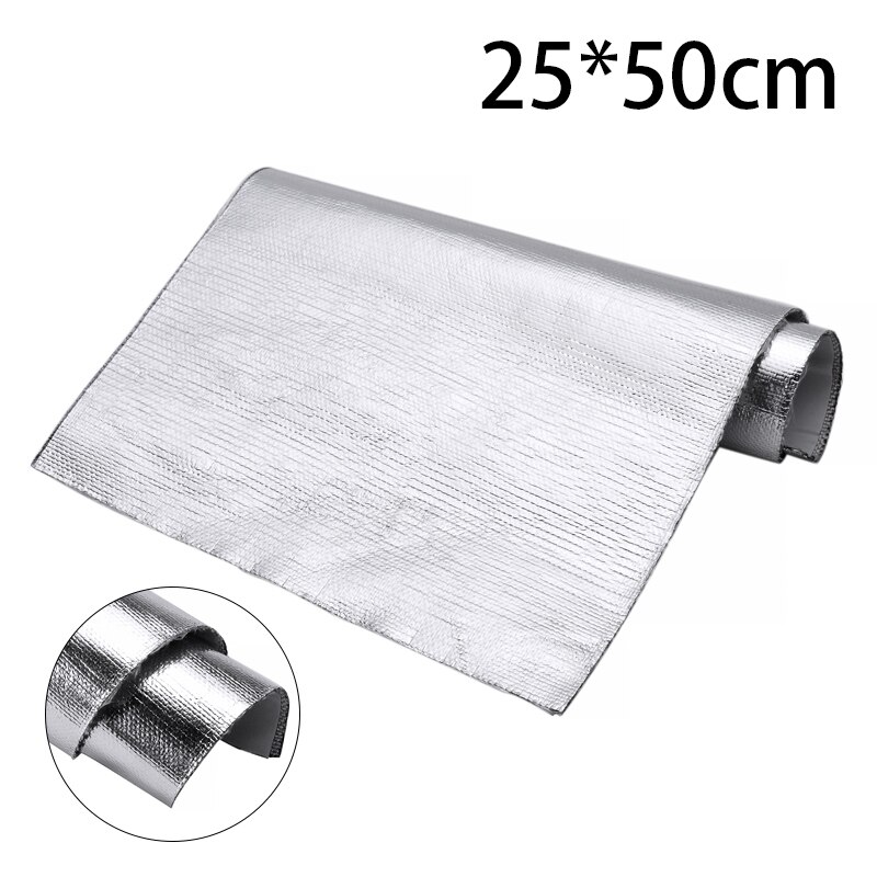 Rollo de aislamiento térmico de aluminio autoadhesivo para Interior de coche, película protectora automotriz para capó de motor de techo, 25x50cm, 1 rollo