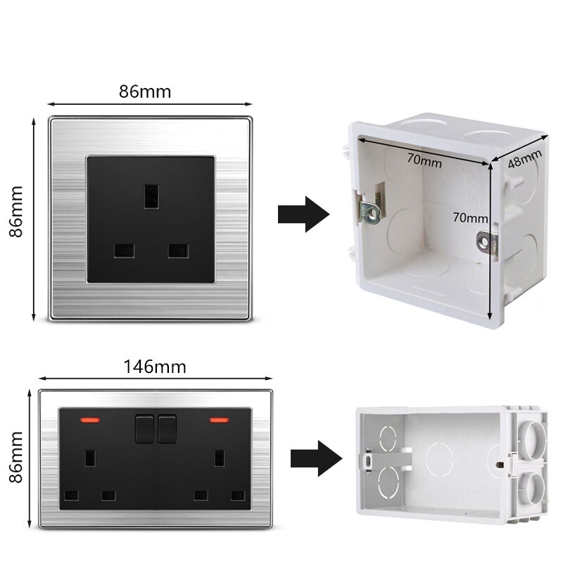 Avoir Universal Socket Multifunction 3 Hole 5 Hole Socket Power Wall Socket Switch Control Socket Stainless Steel Panel