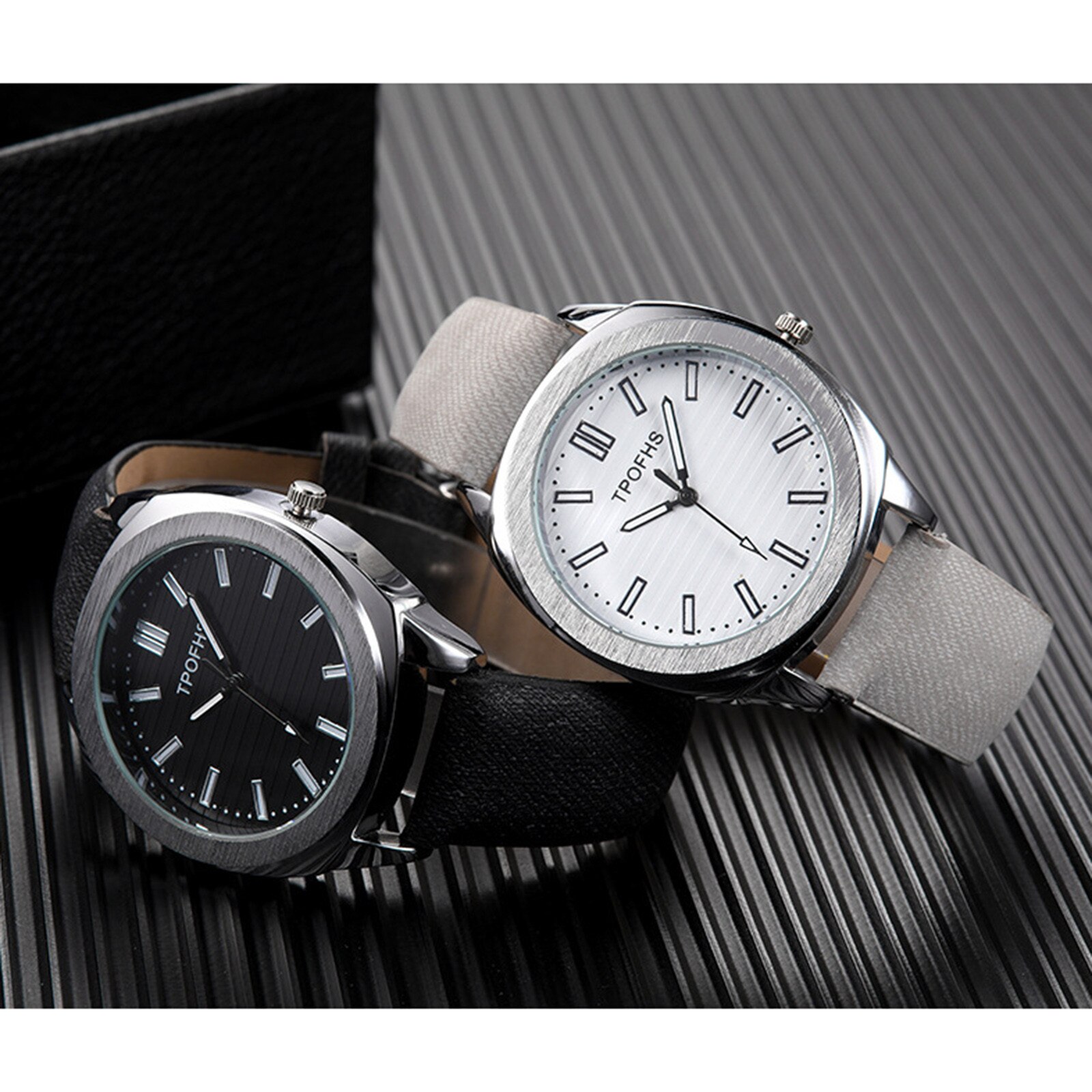 Trendy Versatile Quartz Watch Pattern Imitation Leather Band Alloy Quartz Watch Round Glass Stylish Analog Clock Reloj