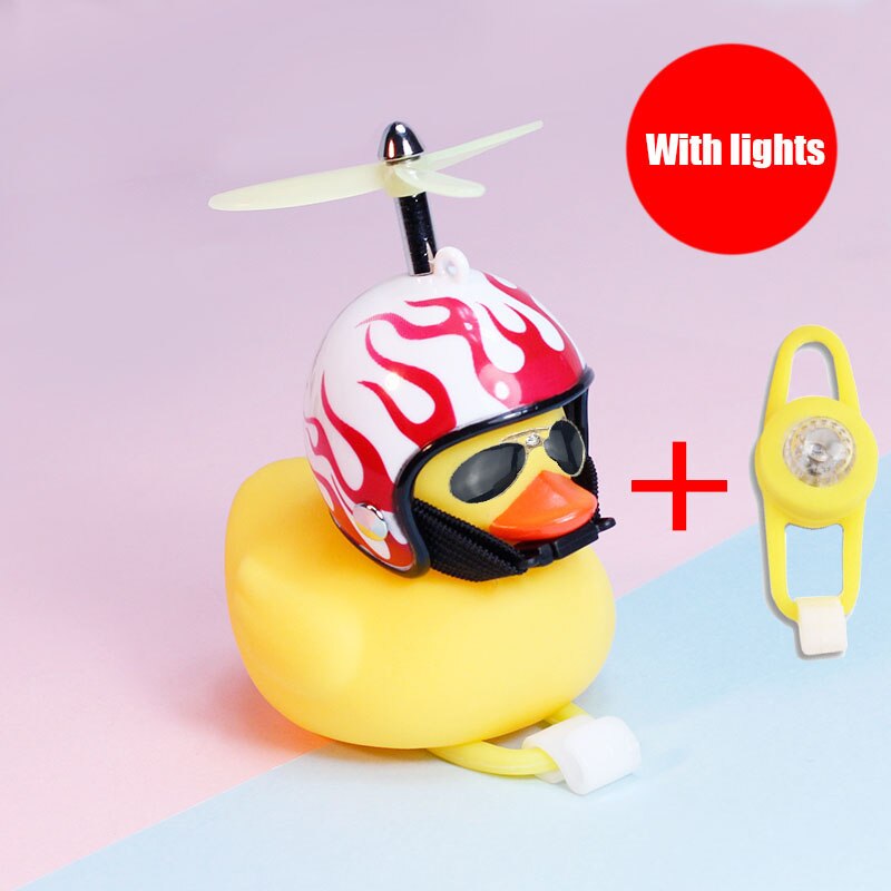 Droga Mtb kaczka dzwonek rowerowy rower kaczka guma z kaskiem Ducky z kaskiem kaczka ładny silnik wiatrowy w samochodzie akcesoria rowerowe: Flame red light