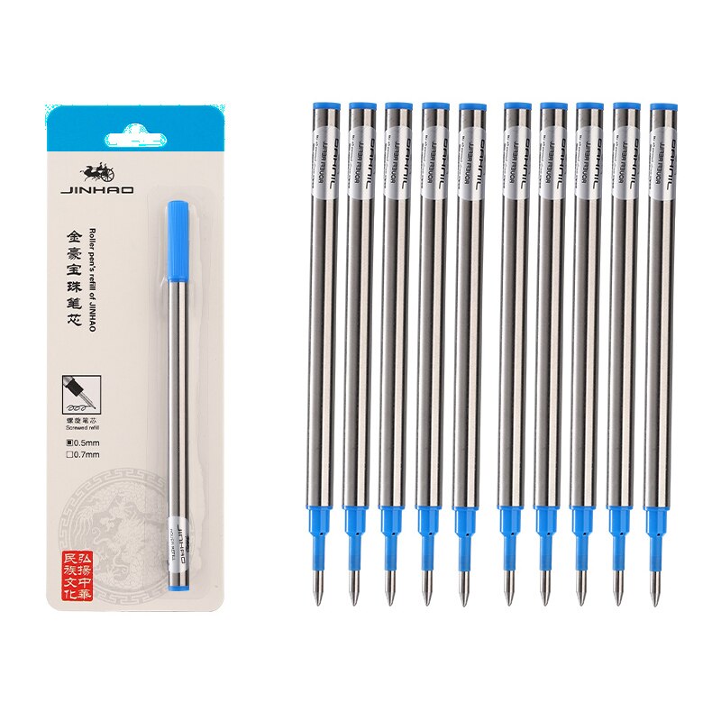 10PCS/lot Rollerball Pen Refill 0.5mm 0.7mm Nib Black/Blue Ink Original refill for Writing Accessories School Stationery