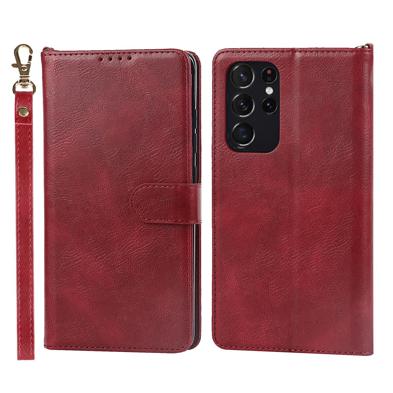 Voor Samsung S21 Ultra 5G S Pen Spen S-PEN Stylus Flip Case Mobiele Telefoon Shell S21Ultra Wallet Cover Holster slot: Rood