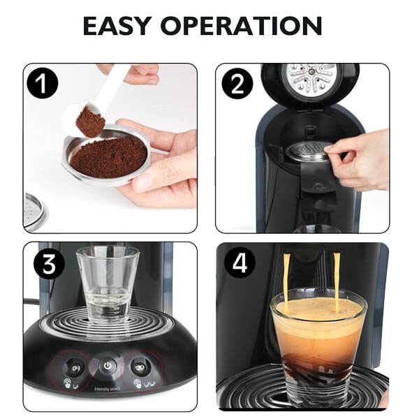 Capsules de café réutilisables pour Senseo, en acier inoxydable, rechargeables et réutilisables, dosette avec broyeur