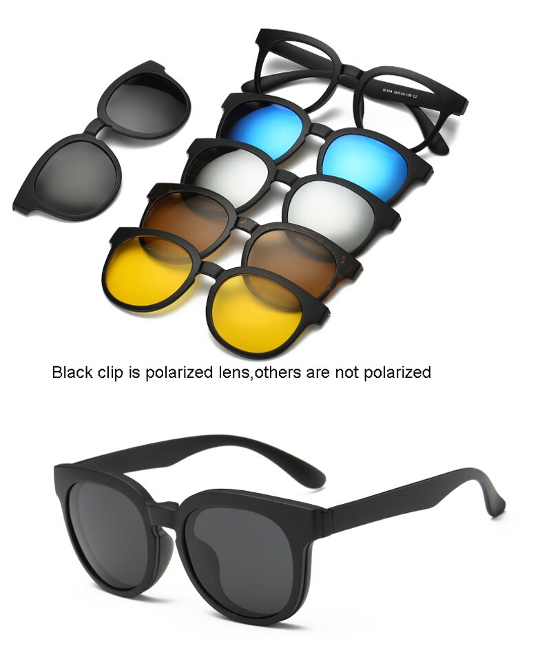 6 In 1 personalizzato uomo donna occhiali da sole magnetici ottici polarizzati Clip magnete Clip su occhiali da sole Polaroid Clip su montatura per occhiali da sole: 9010A