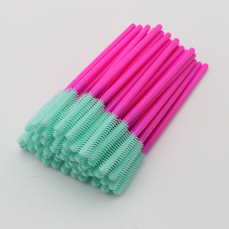 50 Stuks Siliconen Wimper Borstel Mascara Wands Applicator Wenkbrauw Kam Staaf Spoolies Borstels Lash Extension Supplies Makeup Tools: green