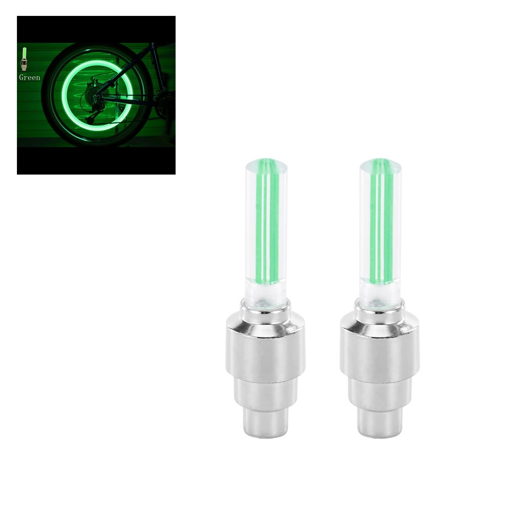 Fietsverlichting Led Cover Band Wiel Valve Stopper Fiets Flash Light Mountain Racefiets Fiets Wiel Verlichting Led Neon lamp: A pair Green