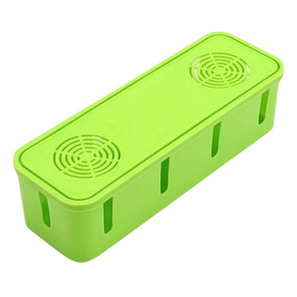 Safety Socket storage box with lid wire Organizer power cord cable Container cable management case home decor: Green 