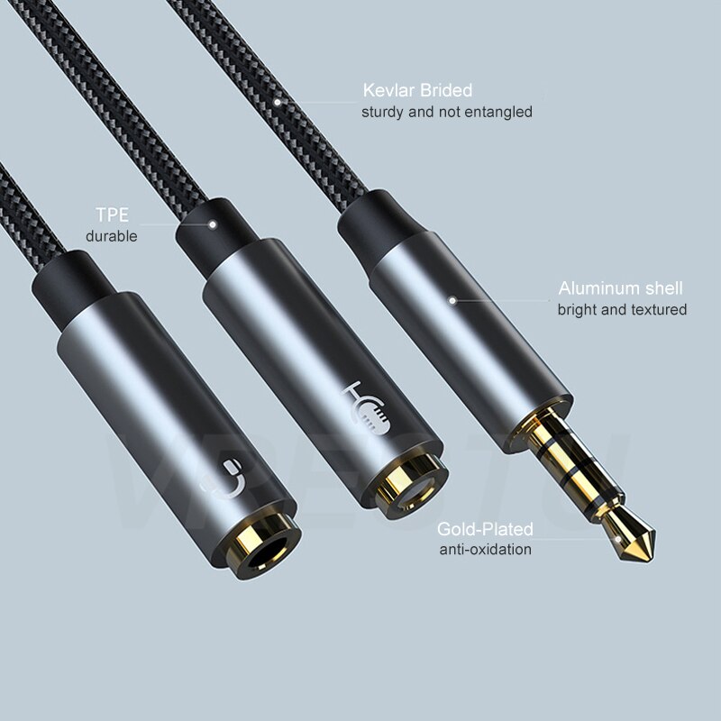 3.5Mm Jack Headset Splitter Adapter 2 Microfoon Kabel 1 Male Naar Dual Vrouwelijke 2 Aux 3 5 Jack Audio uitbreiding Hoofdtelefoon Mic 4-Pole