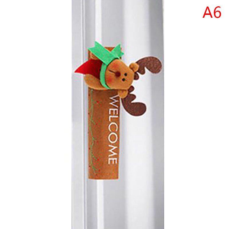 Pomo para manija de puerta de refrigerador de cocina, cubierta de tela, decoración de venado navideño, 1 Uds.: 6