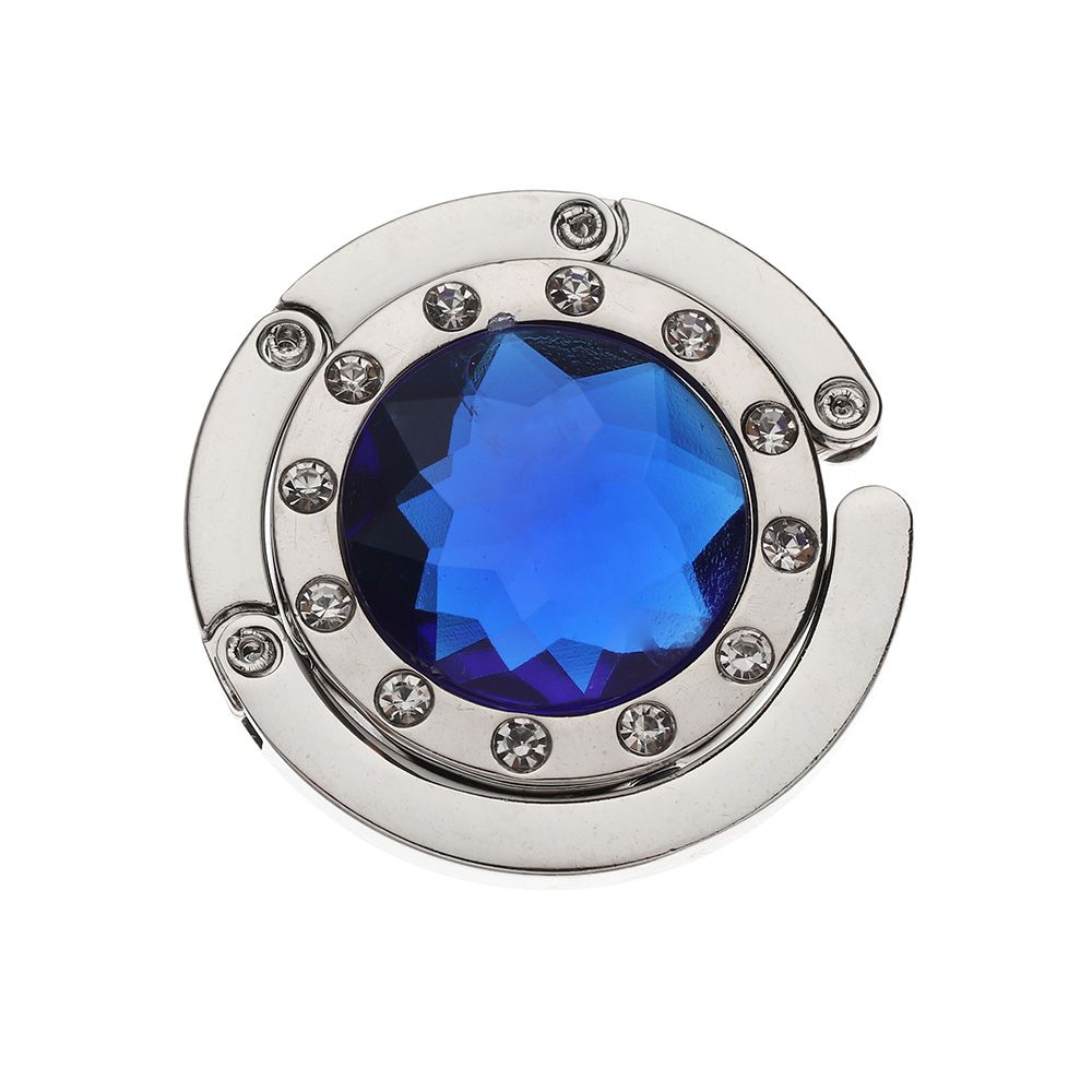 1 pc bärbara metall hopfällbar väska handväska krok handväska hängare diamant hopfällbar bord krok bord hängare skrivbord krokar: Mörkblå