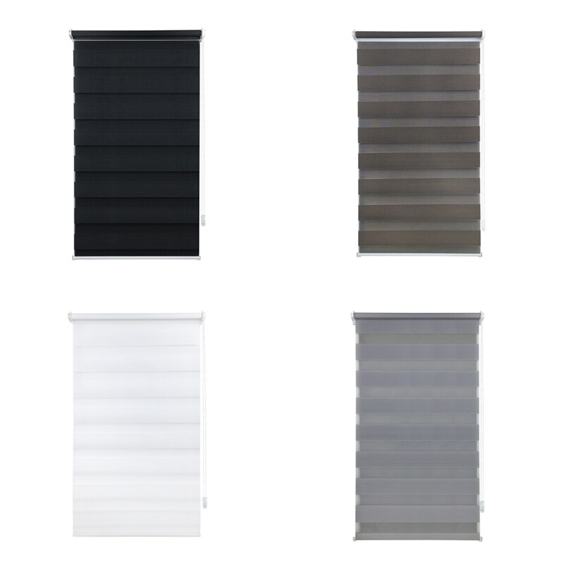 Day and Night Zebra Roller Blind Double Translucent or Blackout Vision Curtains for Window and Door with Install Accessories