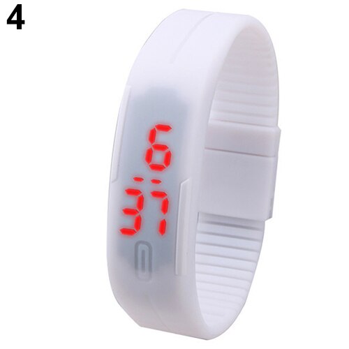 Reloj de pulsera LED rojo de silicona para hombres y mujeres, reloj de pulsera táctil Digital 4VOP