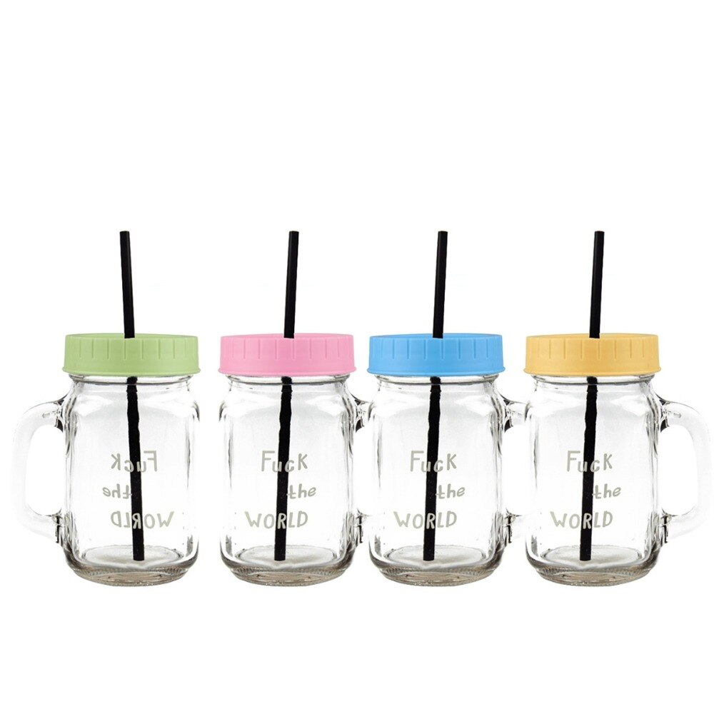 Set of 4 Polished Plastic Resistant Mason Jar lids Cover with Straw Hole 70mm Diameter Canning Replacement Lid