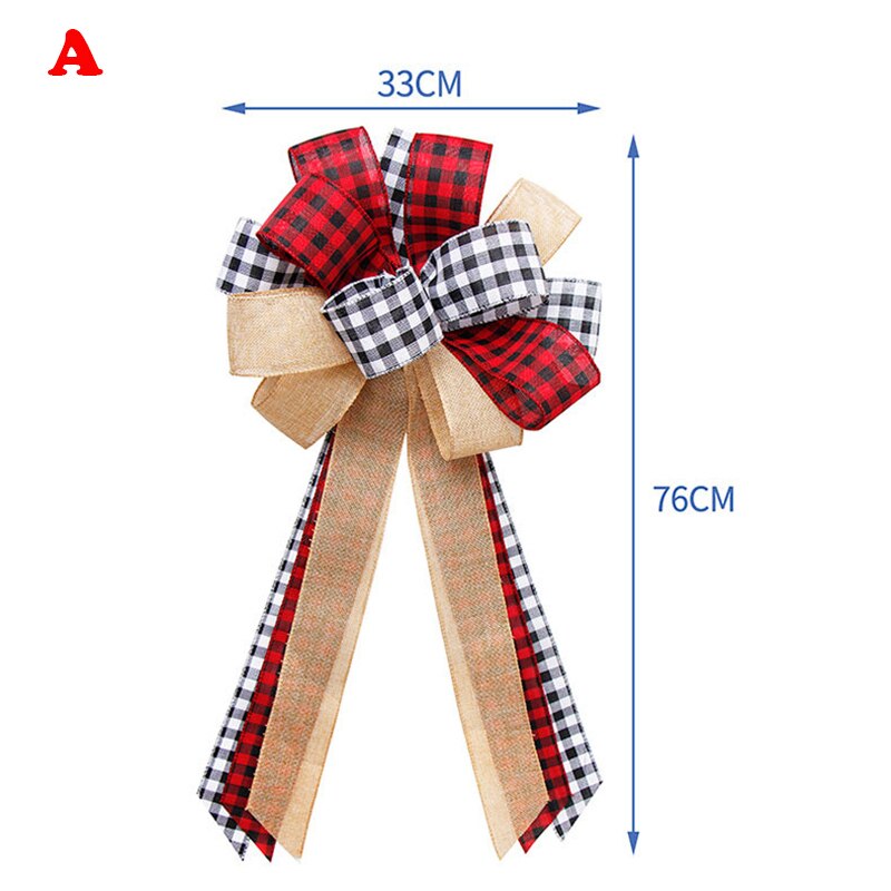 Grand nœud décoratif en lin pour sapin de noël, grand nœud rouge, fait à la main, pour emballage de boîte, pour fête du nouvel an et mariage: a