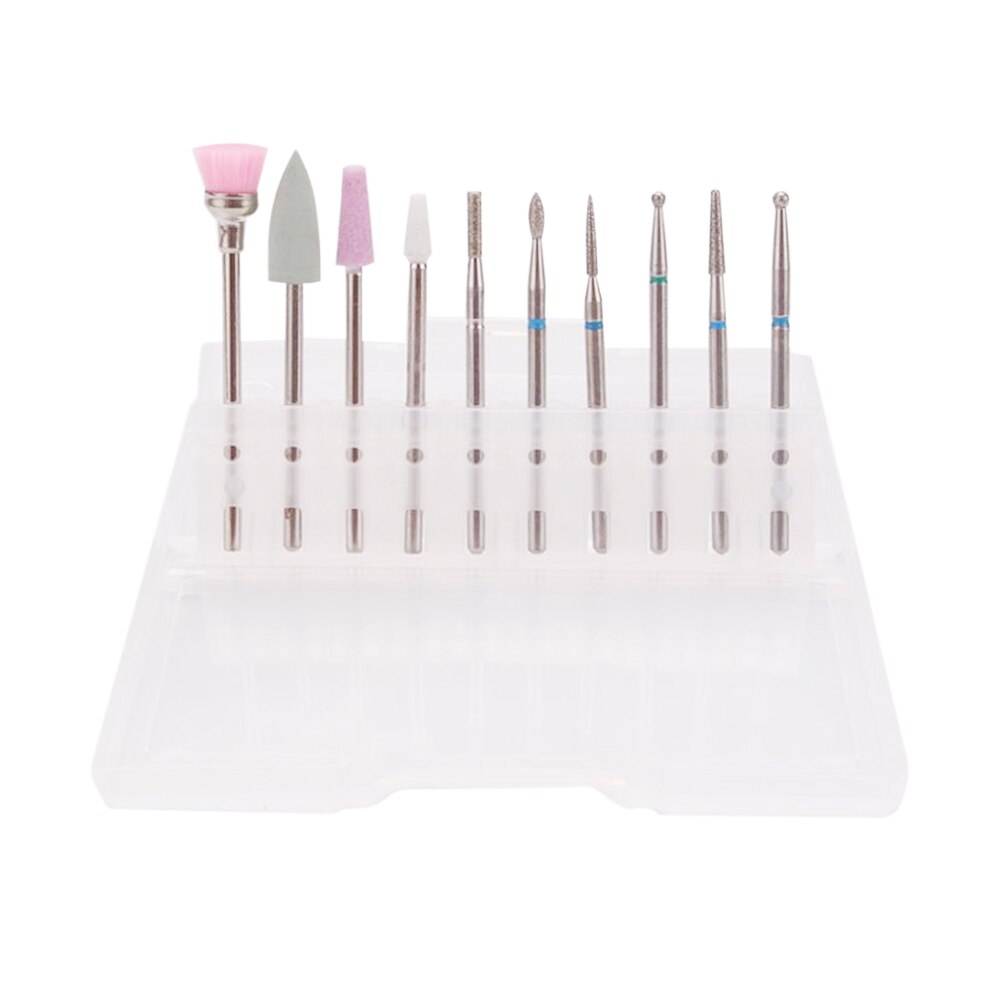 10Pcs Cuticle Clean Nail Drill Bits Set Diamond Nail Tungsten Steel Alloy Grinding Head Set for Russian Manicure Nail Art Tools