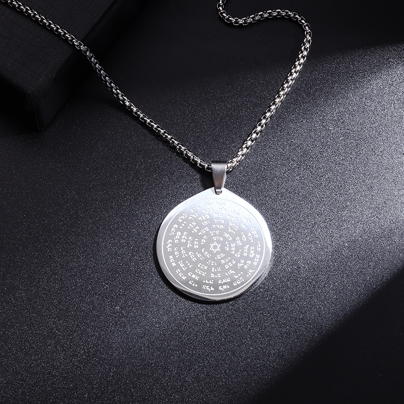 Collar de pentagrama de brujería de acero inoxidable para hombre, colgante de Tetragrammaton judío y hebreo, amuleto de solmón, joyería