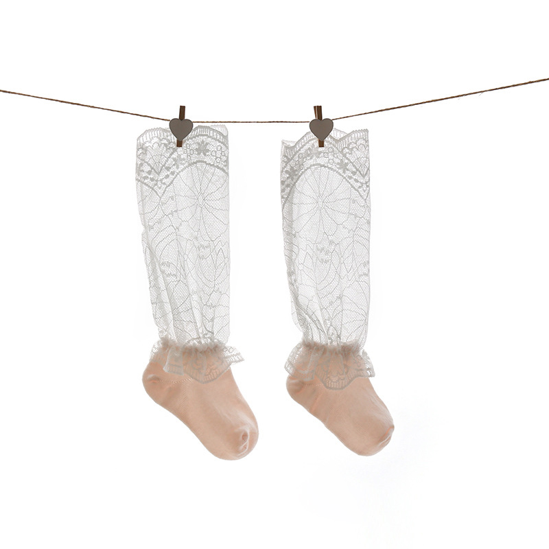 Balleenshiny Sommer Baby Anti-moskito Spitze Baby Socken Dünne Abschnitt Gittergewebe Atmungs Gekämmte Baumwolle freundlicher Mädchen Lange Rohr Knie socken: 1 / 10x18cm 6-12Monat