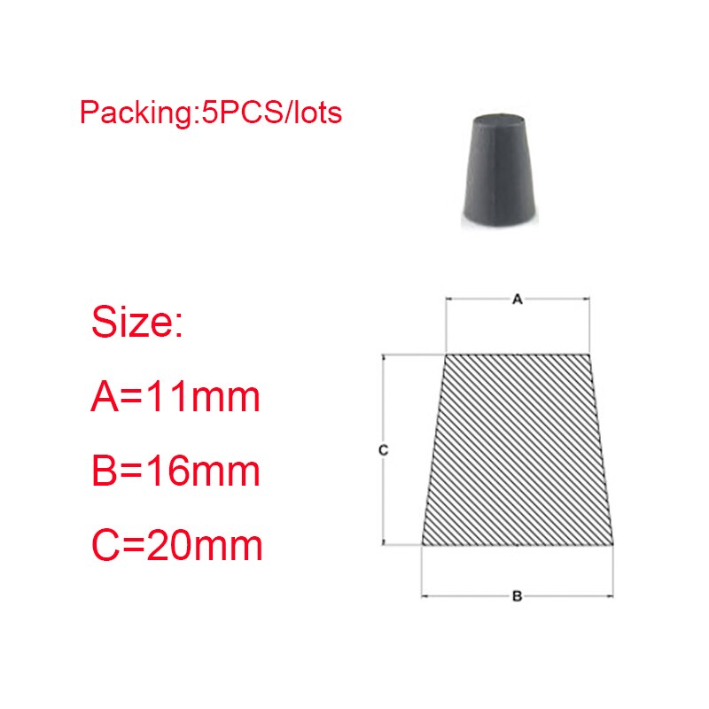 Black Stoppers Sealing End Cover Caps /High Temp Bungs /Conical Silicone Rubber Plug /Flask Tapered Tube /Masking Hole Stopper: 11x16x20mm-5PCS