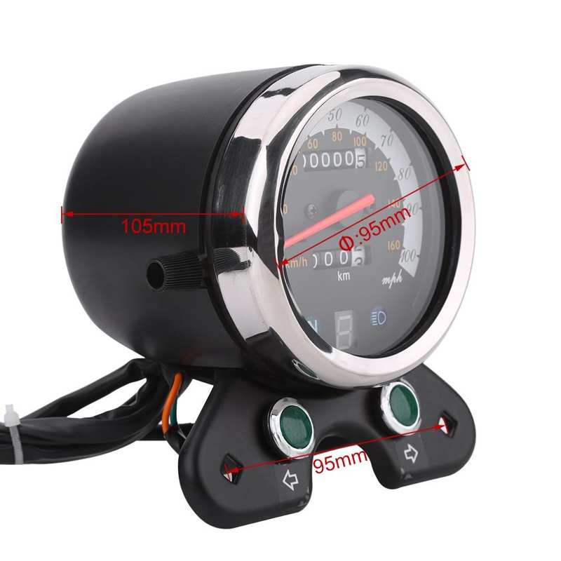 Universal Motorcycle Dual Odometer Speedometer Speedo Meter Gear Digital Display