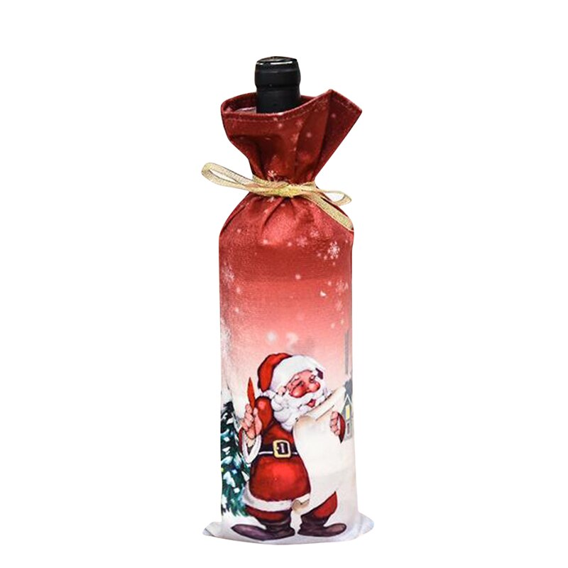 Qunkun 3 stuks Kerst wijnfles afdekking, gezichtsloze kerstman