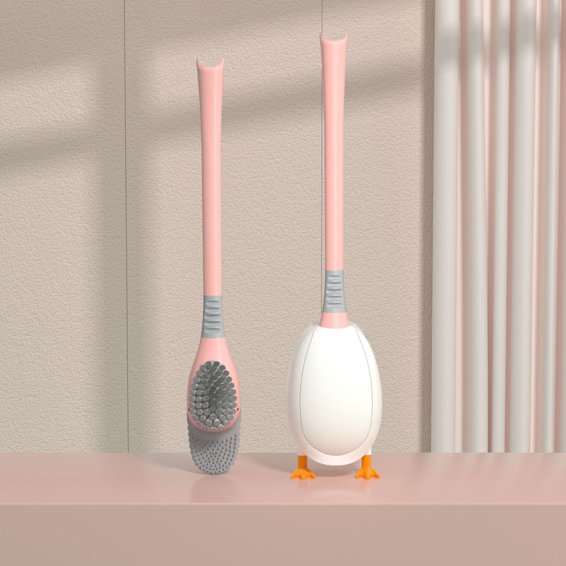 Kreative Ente bilden Wc Pinsel Zauberstab-montiert Reinigung Werkzeuge Wc Lücke Reiniger Weichen Silikon Borsten Pinsel Schlecht Zubehör: Rosa