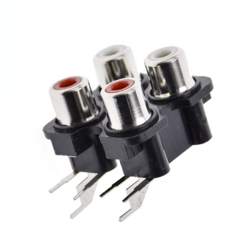 5pcs/lot RCA socket 4P multichannel audio signal input socket 4-hole lotus socket 4-position lotus socket connector