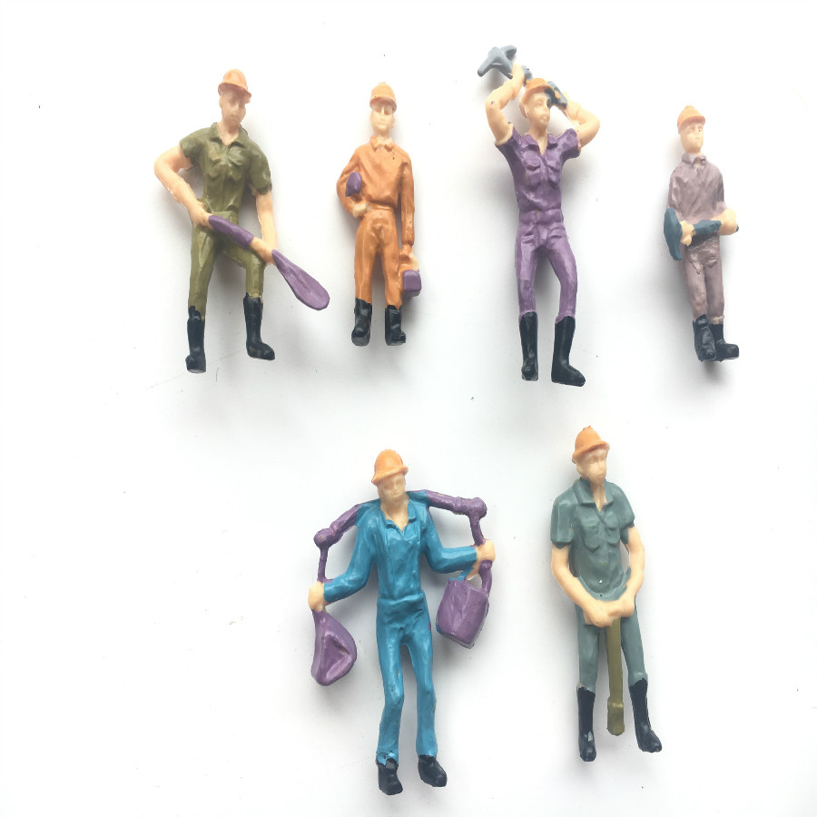 50pcs/Lot 1:42 Scale Model Figures Color Painted Train Worker People For Train Layout