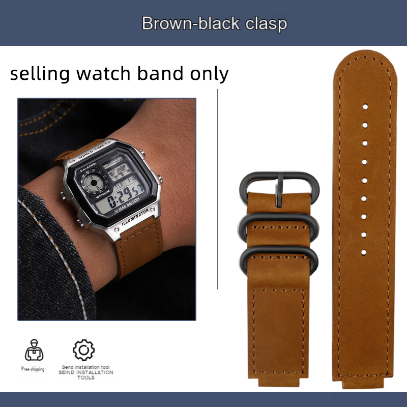 Für Casio Lederarmband AE-1200/1100/SGW-300/W218H Serie modifiziertes retro-Lederarmband: Beige