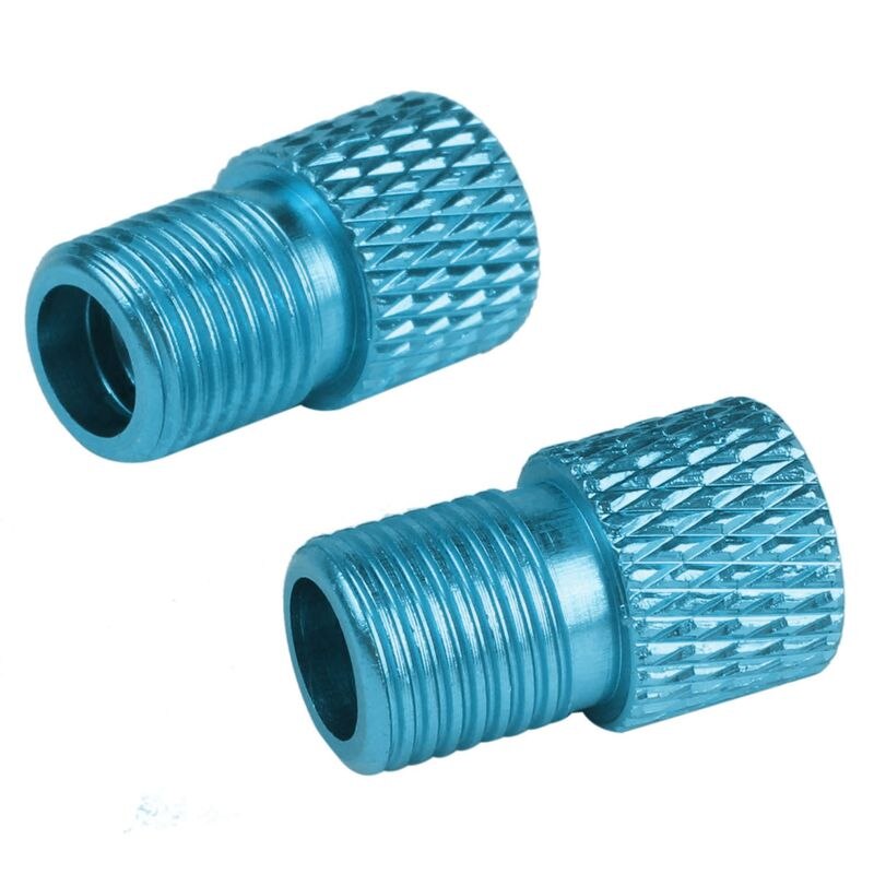 2pcs Presta to Schrader Aluminium Bike Valve Adaptor Adapter Converter with o-ring Seal Blue